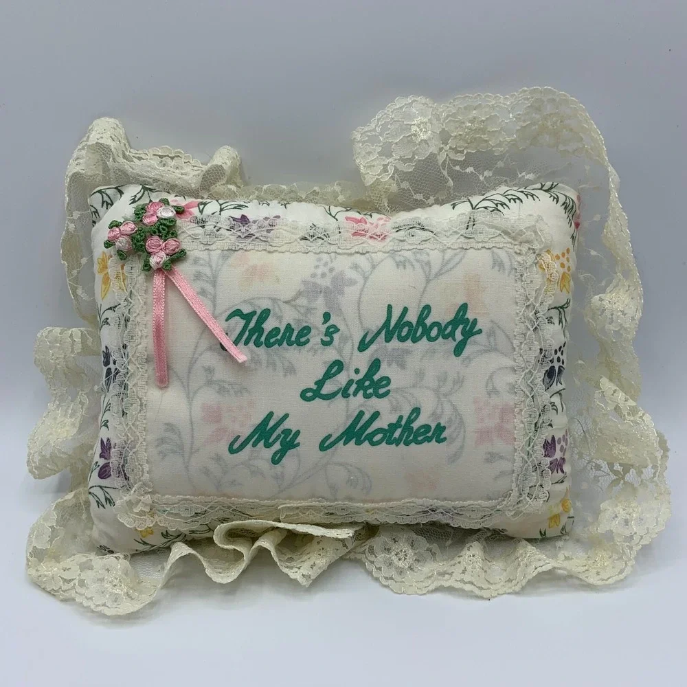 Vintage 1980's Floral Lace Pillow Gift 